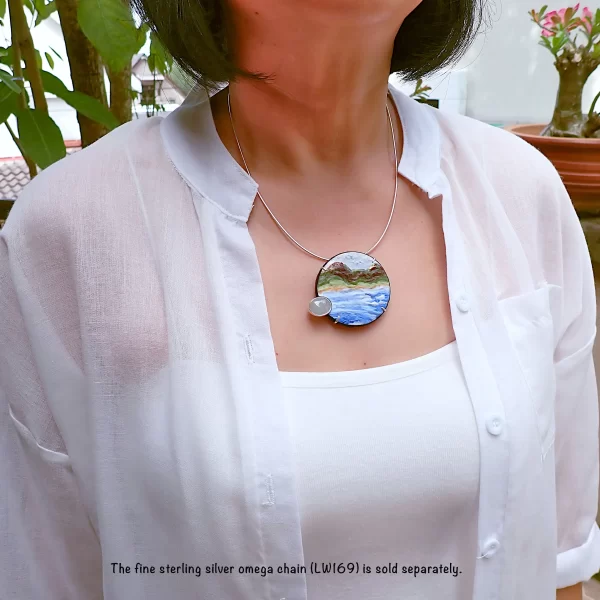 BytheCoast_6 Pendant sterling silver mixed media polymer clay natural jadeite seaside landscape handmade