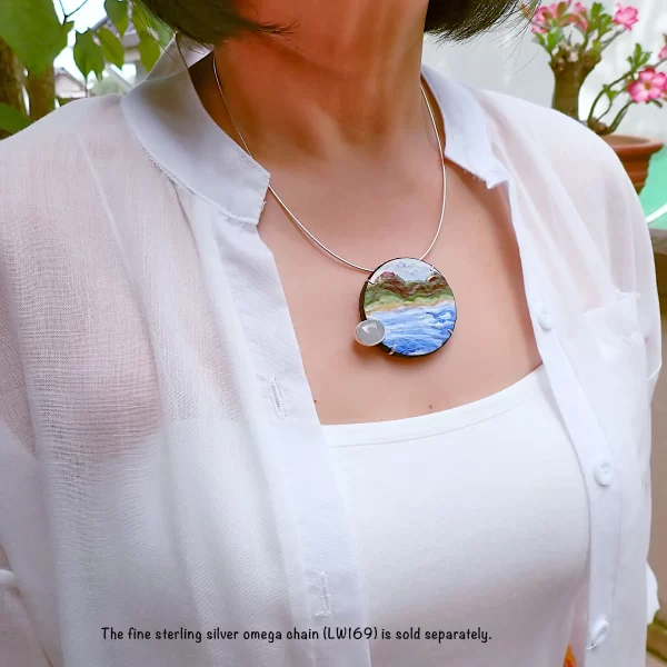 BytheCoast_7 Pendant sterling silver mixed media polymer clay natural jadeite seaside landscape handmade