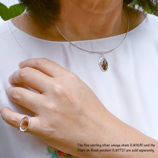 G_2 Ring minimalist sterling silver natural Dendritic Agate scenic garden natural art handmade