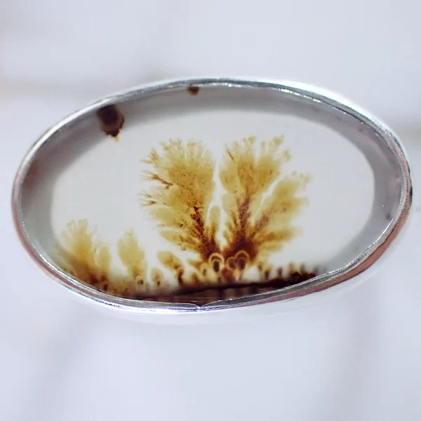 G_5 Ring minimalist sterling silver natural Dendritic Agate scenic garden natural art handmade