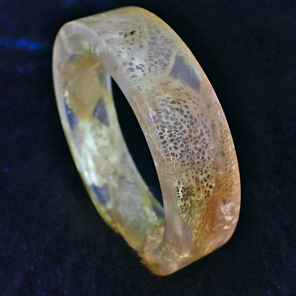 57A_2 Bangle resin wild silk cocoons Cricula natural color flat design minimalist