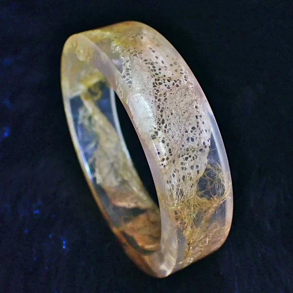 60A_2 Bangle resin wild silk cocoons Cricula natural color flat design minimalist