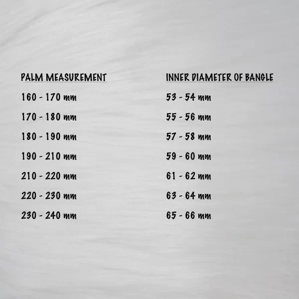 BMG_2 Bangle measurement table for guidance and easy reference