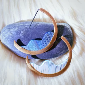 Earrings hoops contemporary design wave waterfall polymer clay uniquely handmade