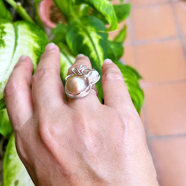 Paisley_5 Ring statement sterling silver mabe pearl paisley pattern uniquely handmade