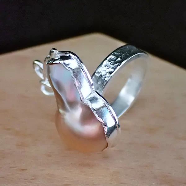 Paisley_9 Ring statement sterling silver mabe pearl paisley pattern uniquely handmade