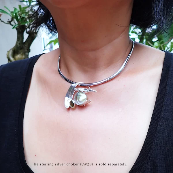Perlidot_2 Pendant pearl peridot olive branch leaves fruit sterling silver nature inspired handmade