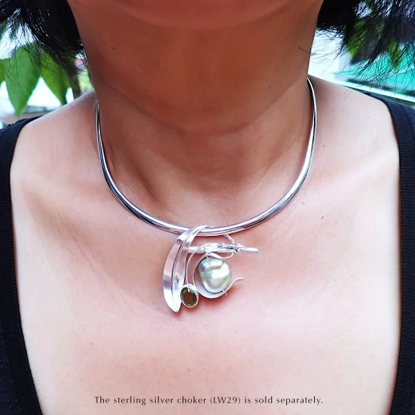 Perlidot_4 Pendant pearl peridot olive branch leaves fruit sterling silver nature inspired handmade