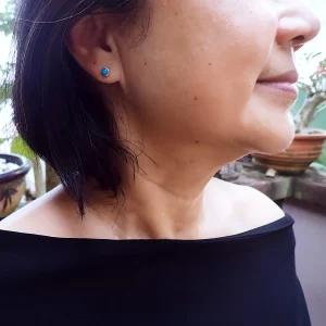Earrings earstuds detachable drops sterling silver turquoise stone versatile handmade
