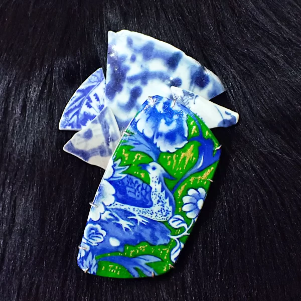 Pendant polymer clay chinoiserie oil painted contemporary style uniquely handmade