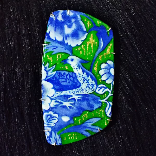 BluePorcelain2_7 Pendant polymer clay chinoiserie oil painted contemporary style uniquely handmade