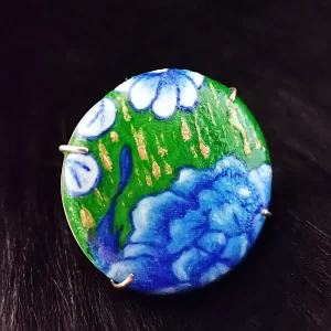 Ring polymer clay chinoiserie oil painted contemporary style uniquely handmade