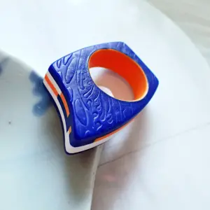Ring statement fun quirky colorful candy chunky statement modern polymer clay handmade