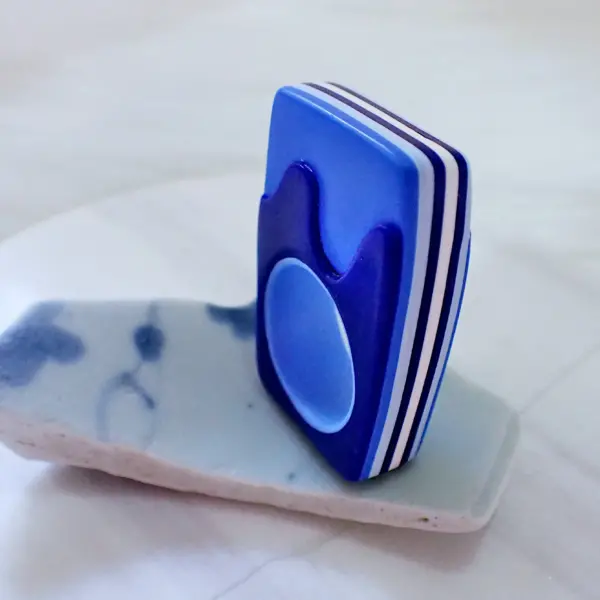 Aqua_4 Ring statement fun quirky colorful candy chunky statement modern polymer clay handmade