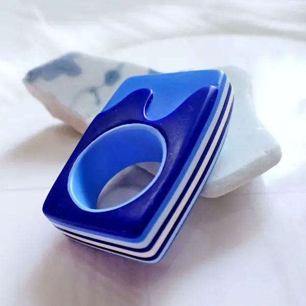 Aqua_6 Ring statement fun quirky colorful candy chunky statement modern polymer clay handmade
