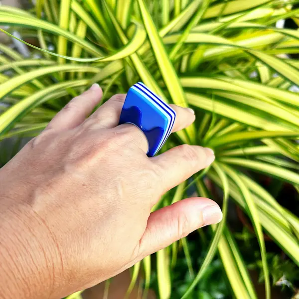 Aqua_7 Ring statement fun quirky colorful candy chunky statement modern polymer clay handmade