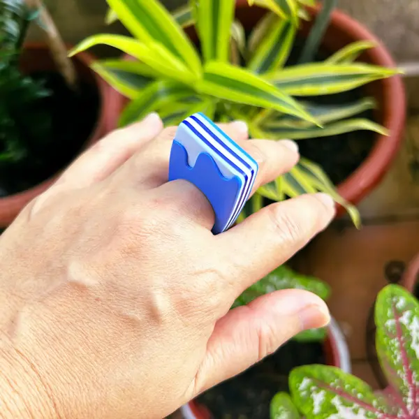 Aqua_8 Ring statement fun quirky colorful candy chunky statement modern polymer clay handmade