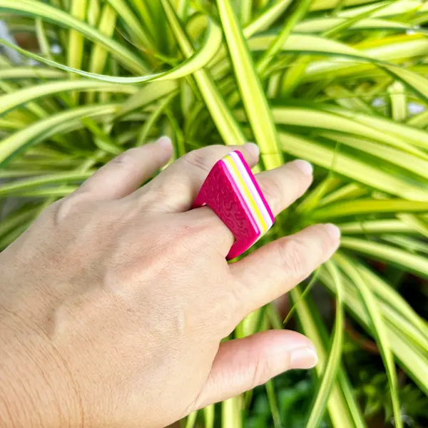 Petunia_7 Ring statement fun quirky colorful candy chunky statement modern polymer clay handmade