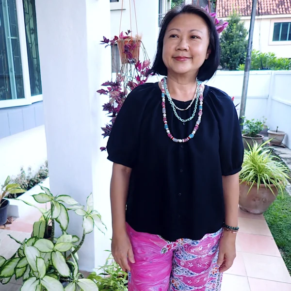 CC_4 Knotted Necklace Tiered Layered Mixed Beads Glass Wood Shell Freshwater Pearls Woven Silk Chain Cotton Candy Colors Handmade