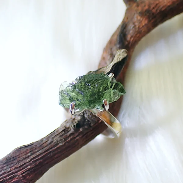 Herdavite_4 Stacking rings sterling silver natural crystals Herkimer Diamond Moldavite gilded 24K gold foil keum boo handmade