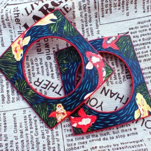 Bangles square curved thin polymer clay handcrafted koi pond wearable art contemporary nature inspired