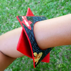 Bangles square curved thin polymer clay handcrafted koi pond wearable art contemporary nature inspired