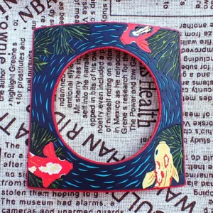 Bangles square curved thin polymer clay handcrafted koi pond wearable art contemporary nature inspired