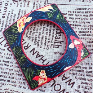 Bangles square curved thin polymer clay handcrafted koi pond wearable art contemporary nature inspired