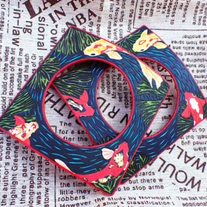 Bangles square curved thin polymer clay handcrafted koi pond wearable art contemporary nature inspired
