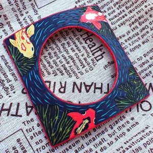 Bangles square curved thin polymer clay handcrafted koi pond wearable art contemporary nature inspired
