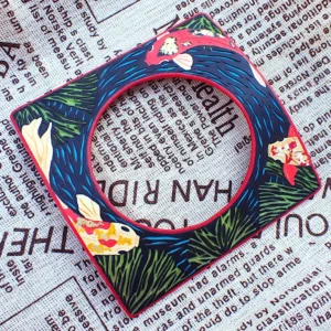 Bangles square curved thin polymer clay handcrafted koi pond wearable art contemporary nature inspired