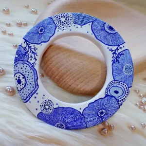 Art bangle nature inspired organic form double-sided continuous artwork handcrafted polymer clay contemporary wearable