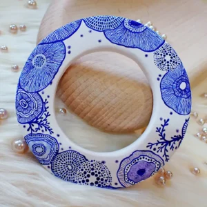 Art bangle nature inspired organic form double-sided continuous artwork handcrafted polymer clay contemporary wearable