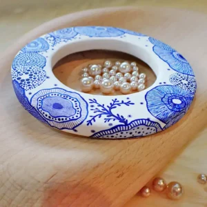 Art bangle nature inspired organic form double-sided continuous artwork handcrafted polymer clay contemporary wearable