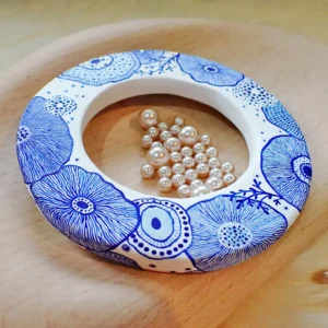 Art bangle nature inspired organic form double-sided continuous artwork handcrafted polymer clay contemporary wearable