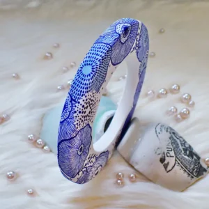 Art bangle nature inspired organic form double-sided continuous artwork handcrafted polymer clay contemporary wearable