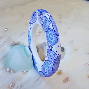 Art bangle nature inspired organic form double-sided continuous artwork handcrafted polymer clay contemporary wearable