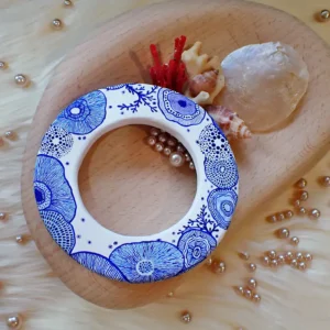 Art bangle nature inspired organic form double-sided continuous artwork handcrafted polymer clay contemporary wearable