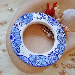 Art bangle nature inspired organic form double-sided continuous artwork handcrafted polymer clay contemporary wearable