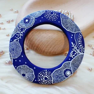 Art bangle nature inspired organic form double-sided continuous artwork handcrafted polymer clay contemporary wearable