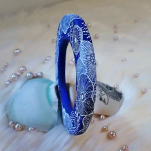 Art bangle nature inspired organic form double-sided continuous artwork handcrafted polymer clay contemporary wearable