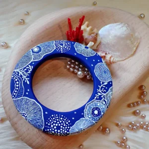 Art bangle nature inspired organic form double-sided continuous artwork handcrafted polymer clay contemporary wearable